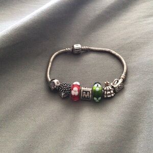 Pandora bracelet with assorted charms